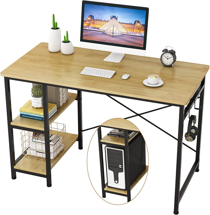 Industrial Writing Desk with Storage and Hooks