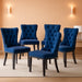 Blue Velvet Upholstered Dining Chairs Set of 6