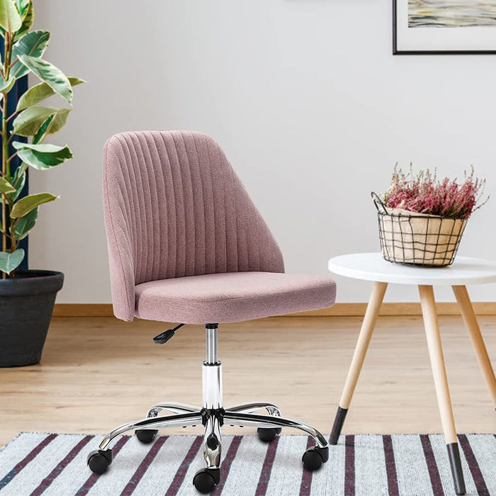 Modern Pink Rolling Desk Chair with Wheels