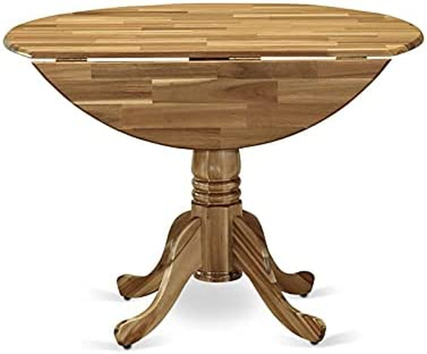 Wooden Dining Room Table with round Tabletop, Natural Finish