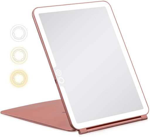 Rose Gold Lighted Travel Makeup Mirror