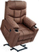 Brown Electric Power Lift Recliner with Massage and Heat