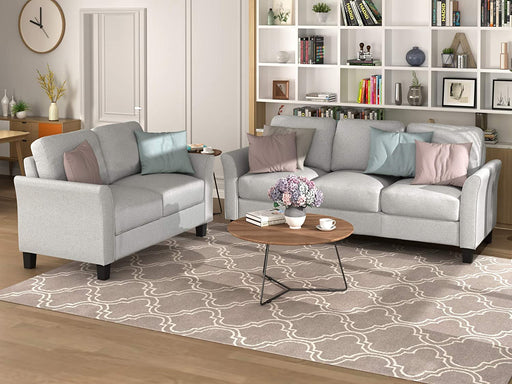 Gray Linen Living Room Sofa Set