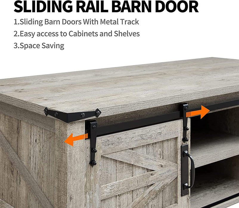 Modern Farmhouse Coffee Table with Sliding Barn Doors