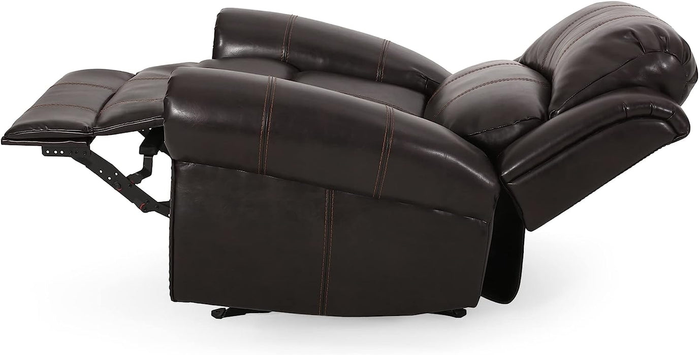 Brown Bonded Leather Gliding Recliner