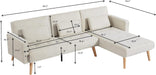 Linen Sectional Sofa Bed with Lounger