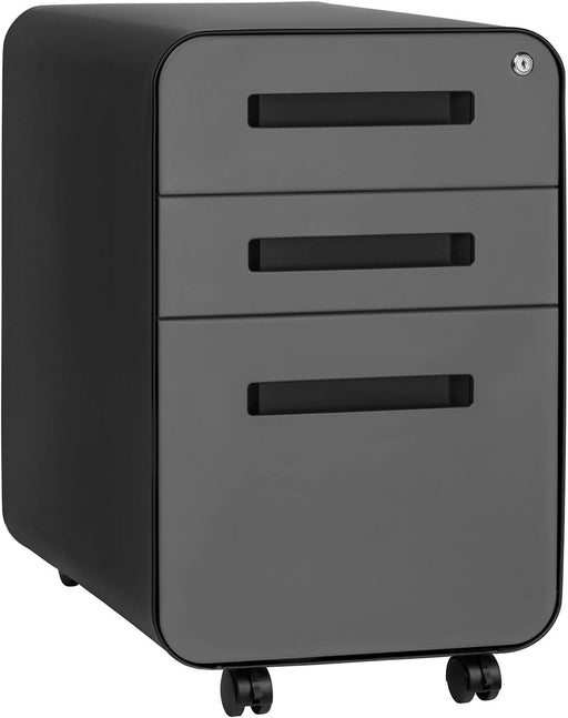 Commercial-Grade 3-Drawer File Cabinet (Black/Grey)