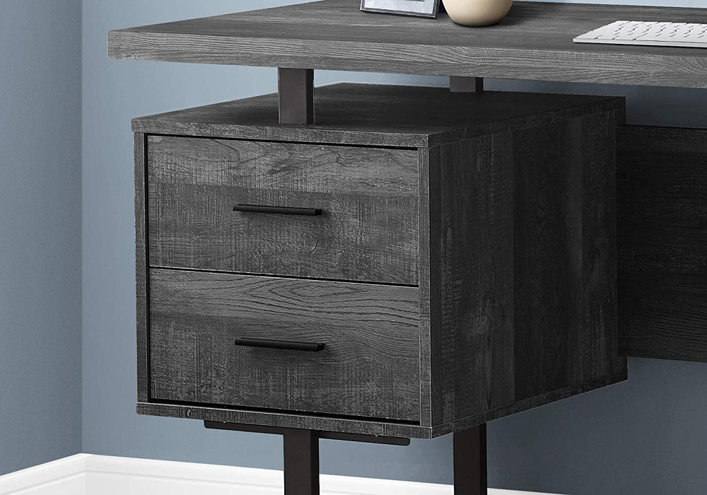 Modern Writing Desk with Drawers, 60″L, Black