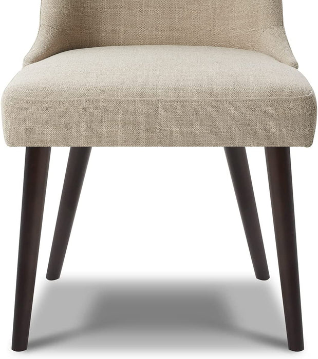 Set of 2 Flax Beige Fabric Dining Chairs