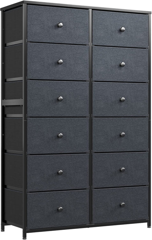 Black 12-Drawer Tall Dresser