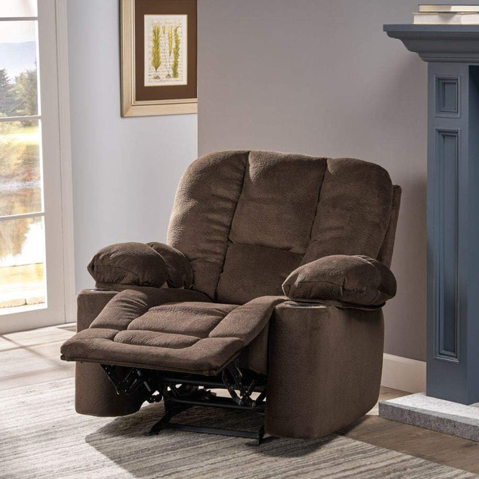 Chocolate Fabric Gliding Recliner Chair