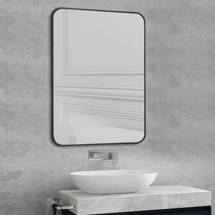 Black Metal Framed Bathroom Wall Mirror