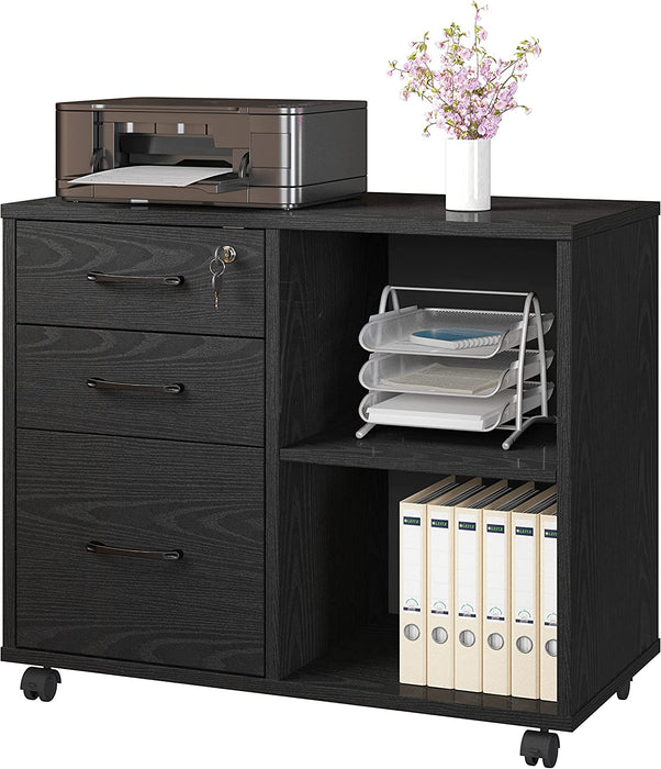 Mobile File Cabinet with Open Storage Shelf