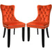 Solid Wood Dining Chairs with Nailhead Back (Set of 2, Orange)