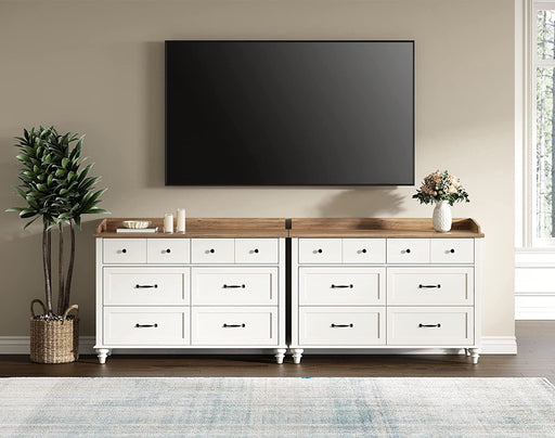 2-In-1 Mid-Century Modern White Dresser TV Stand