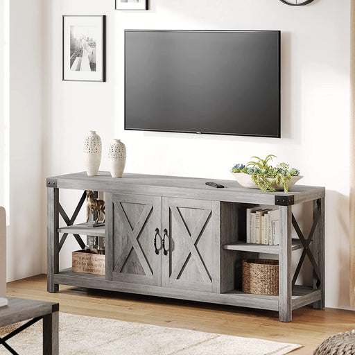 Farmhouse Grey TV Stand with Storage for 65″ Tvs
