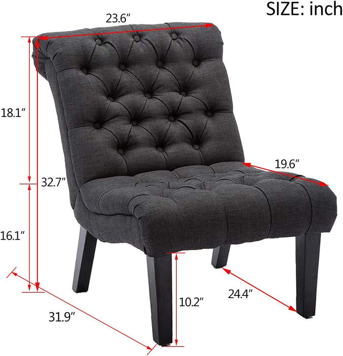 Gray Armless Accent Chair with Wood Legs