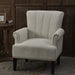 Comfortable Cream Armchair with Wooden Legs and High Back