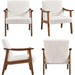 Mid-Century Modern Ivory Accent Chair with Wood Legs