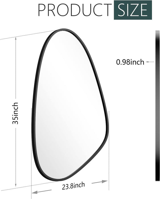 Irregular Wall Mirror,Asymmetrical Mirror Unique Vanity Mirror,23.8X35 Black Modern Bathroom Mirror for Washroom Living Room Bedroom