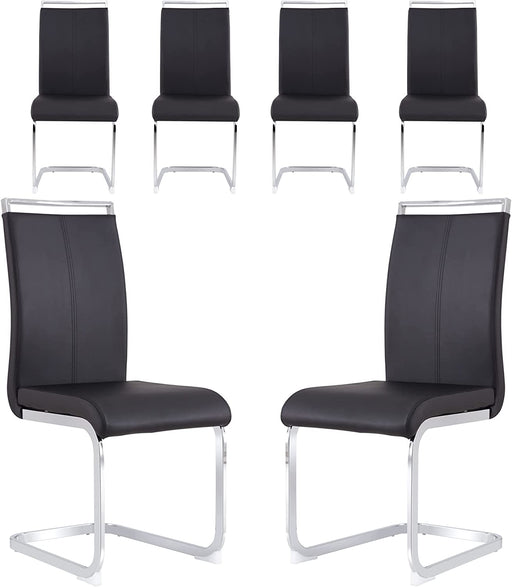 6-Piece Armless Dining Room Chairs with Metal Legs, Black