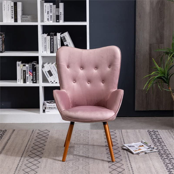 Contemporary Mauve Velvet Accent Chair with Tufted Back