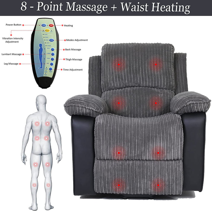 Electric Power Recliner Chair with Heat and Massage