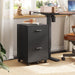 Black Wood File Cabinet with Mobile Printer Stand
