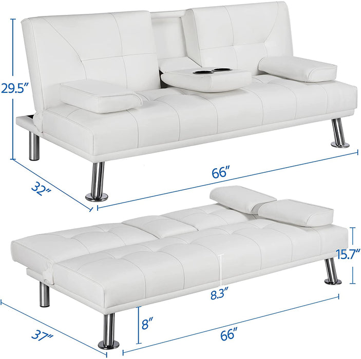 Adjustable Convertible Sofa Bed with Cup Holders