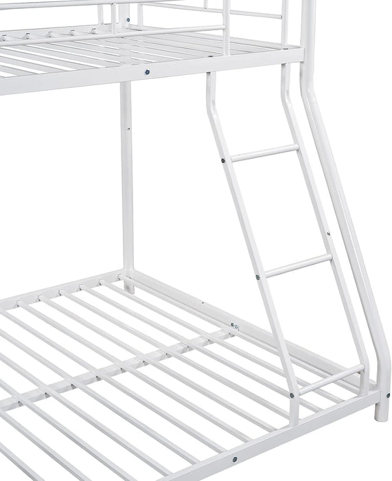 Metal Bunk Bed Twin over Full, Ladder, Guard Rails, White
