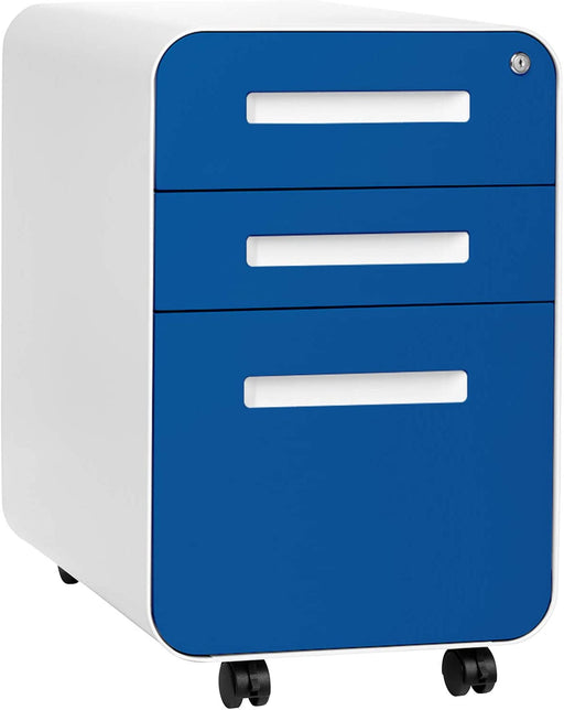 Blue Commercial-Grade Mobile File Cabinet, Pre-Assembled