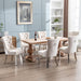 6-Piece Tufted Dining Room Chairs with Nailhead Trim, Beige