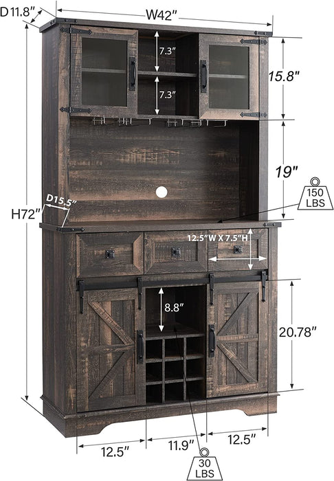 Farmhouse Bar Cabinet with Sliding Barn Door