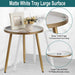 Small White Tray End Table with Gold Legs