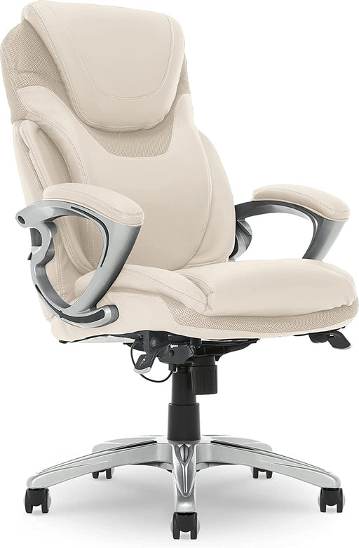 Ergonomic Cream Leather Executive Chair for Health and Wellness