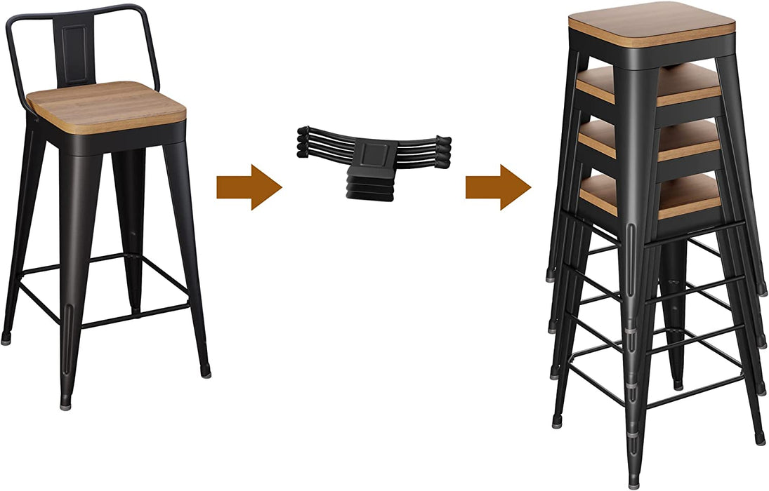Removable Back Metal Barstools, Set of 4