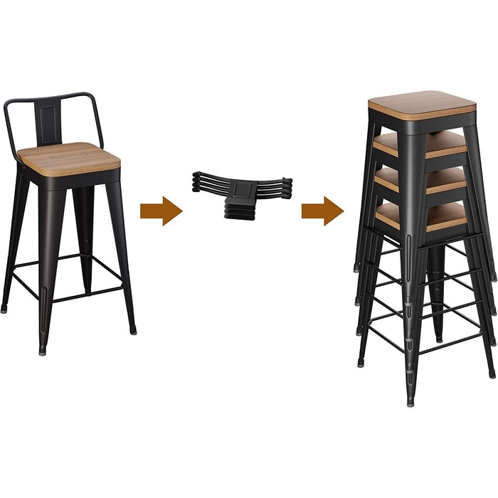 Removable Back Metal Barstools, Set of 4