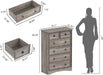 Gray Wash Tall Dresser with 6 Drawers for Bedroom Storage