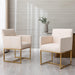 Set of 6 Modern Upholstered Dining Chairs with Arm, Cream