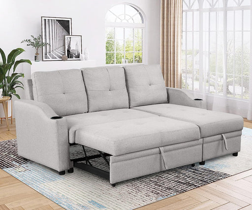Pull-Out Sectional Sofa Bed with Storage