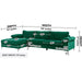 Large Green Velvet L-Shape Sectional Sofa