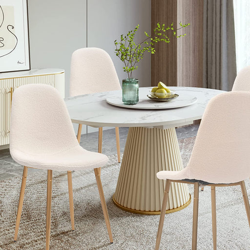 Mid Century Metal Leg Velvet Dining Chairs (Set of 4, Cream)