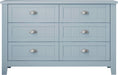 Blue-Grey 6 Drawer Wood Dresser with Metal Handles