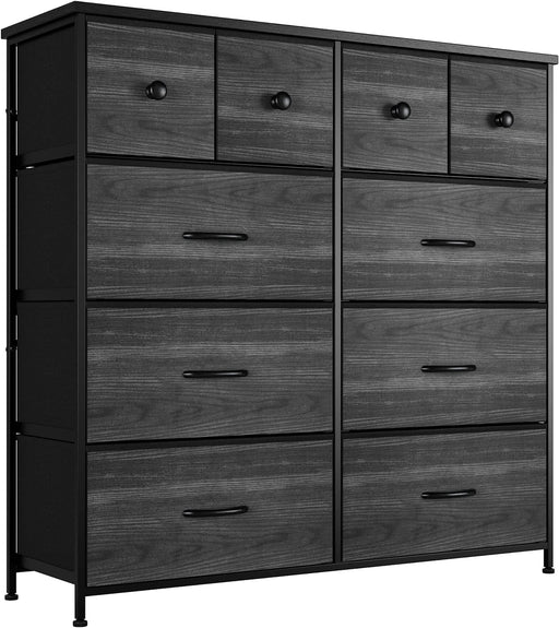 Black Wood Grain 10 Drawer Storage Dresser