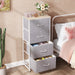 Light Grey Fabric Dresser with 4 Drawers, Wood Top