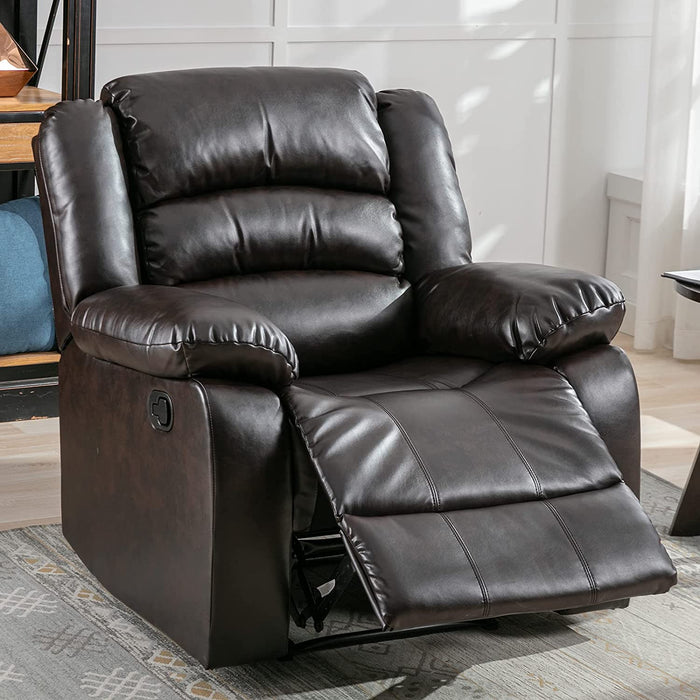 Manual Recliner Chair, Breathable Faux Leather (Brown)