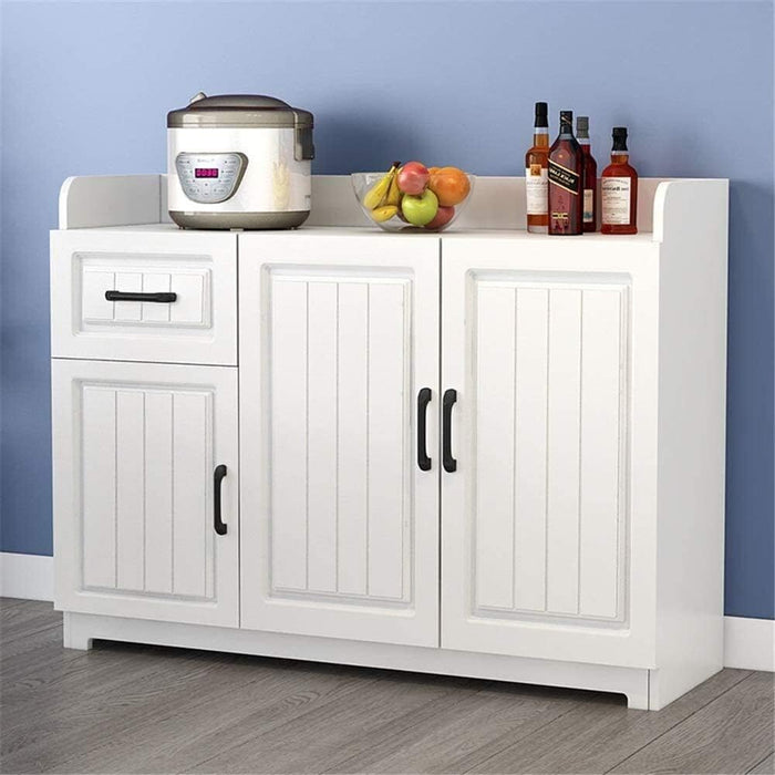 White Wood Buffet Cabinet with Drawer and Cabinets