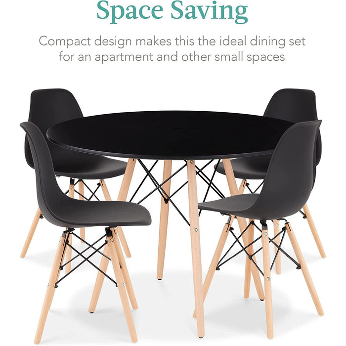 5-Piece Compact Mid-Century Modern Table & Chair Set with Plastic Seats