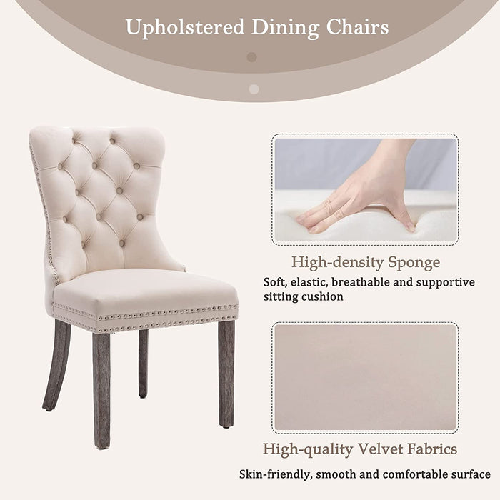 Beige Velvet Dining Room Chairs