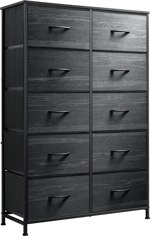 Charcoal Black 10-Drawer Fabric Storage Tower